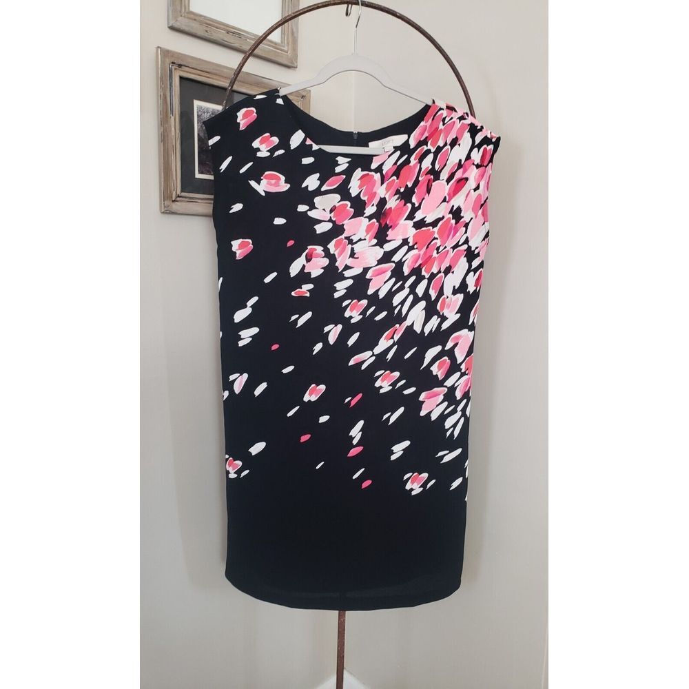 Loft Dress Black Pink Floral shift dress small